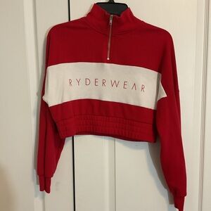 Ryderwear Women's Bold Red and White Cropped Hoodie with matching leggings